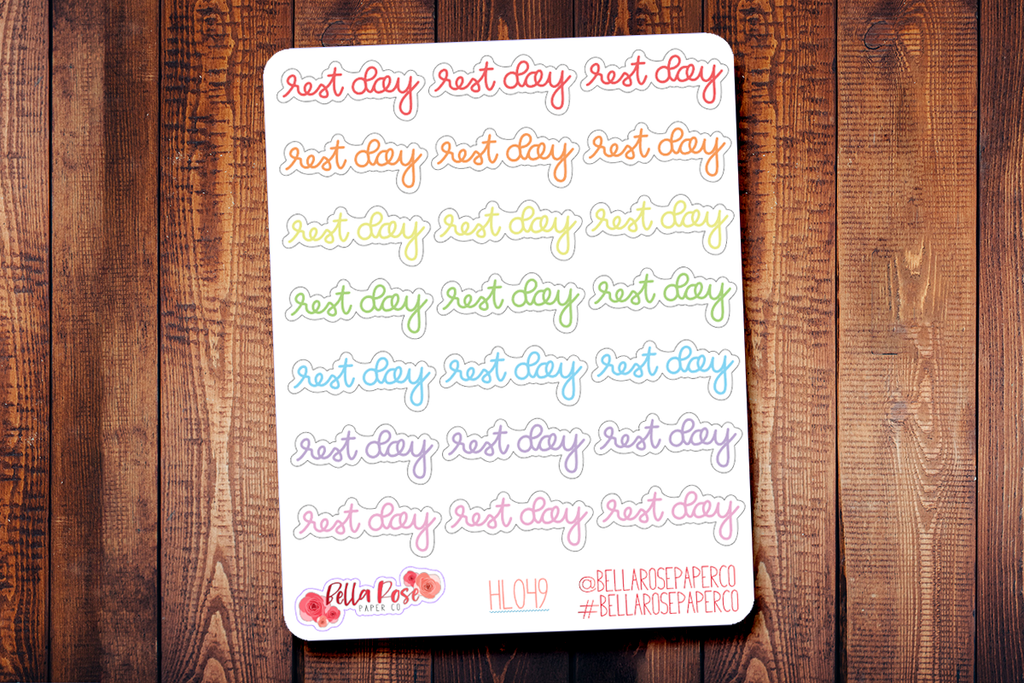 Rest Day Lettering Planner Stickers HL049
