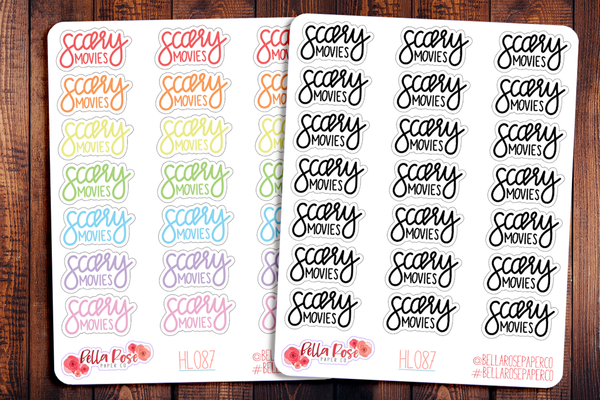 Scary Movies Hand Lettering Planner Stickers HL087