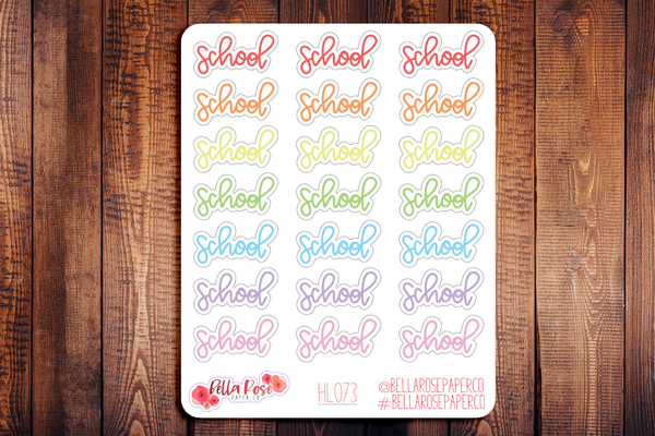 School Hand Lettering Planner Stickers HL073