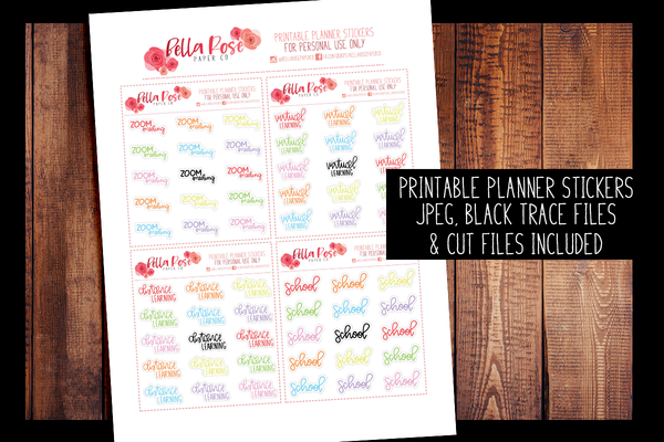 2020 Schooling Hand Lettered Planner Stickers | PRINTABLE PLANNER STICKERS