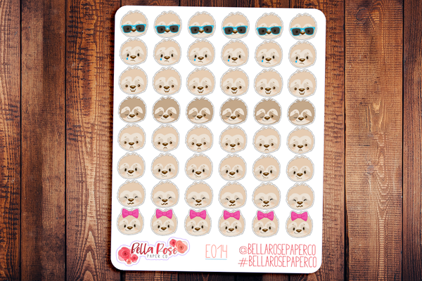 Sloth Emoti Character Planner Stickers E015