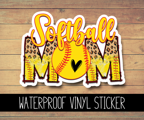 Softball Mom Vinyl Waterproof Sticker