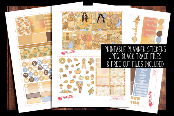 Pumpkin Spice Season Planner Kit | PRINTABLE PLANNER STICKERS