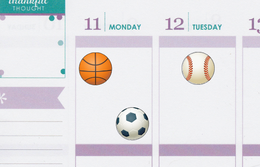 Basketball, Baseball, Soccer Planner Stickers