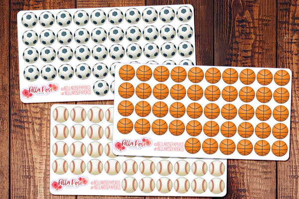 Basketball, Baseball, Soccer Planner Stickers
