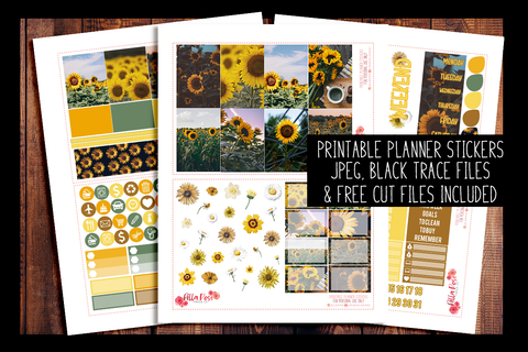Sunflower Photo Happy Planner Kit | PRINTABLE PLANNER STICKERS
