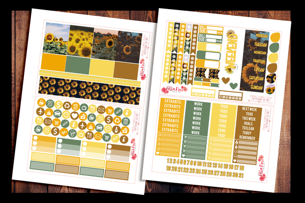 Sunflower Photo Planner Kit | PRINTABLE PLANNER STICKERS