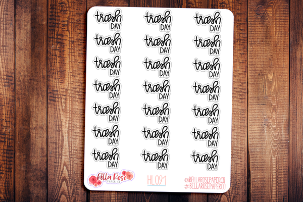 Trash Day Hand Lettering Planner Stickers HL091