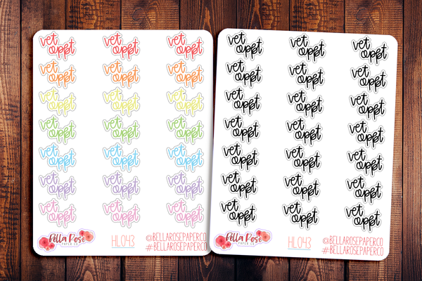 Vet Appointment Hand Lettering Planner Stickers HL043