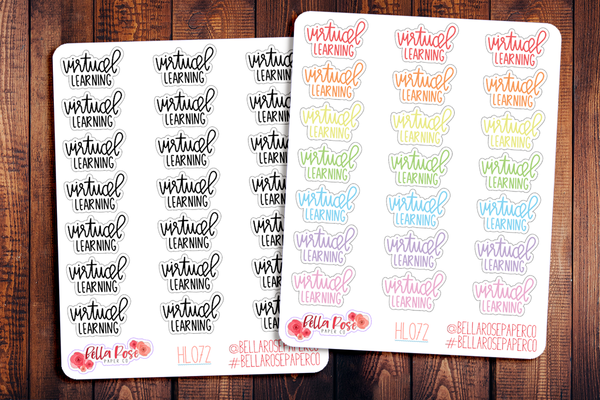 Virtual Learning Hand Lettering Planner Stickers HL072