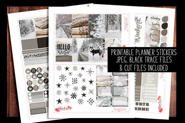 Winter Photo Happy Planner Kit | PRINTABLE PLANNER STICKERS