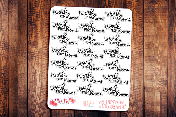 Work From Home Lettering Planner Stickers HL060