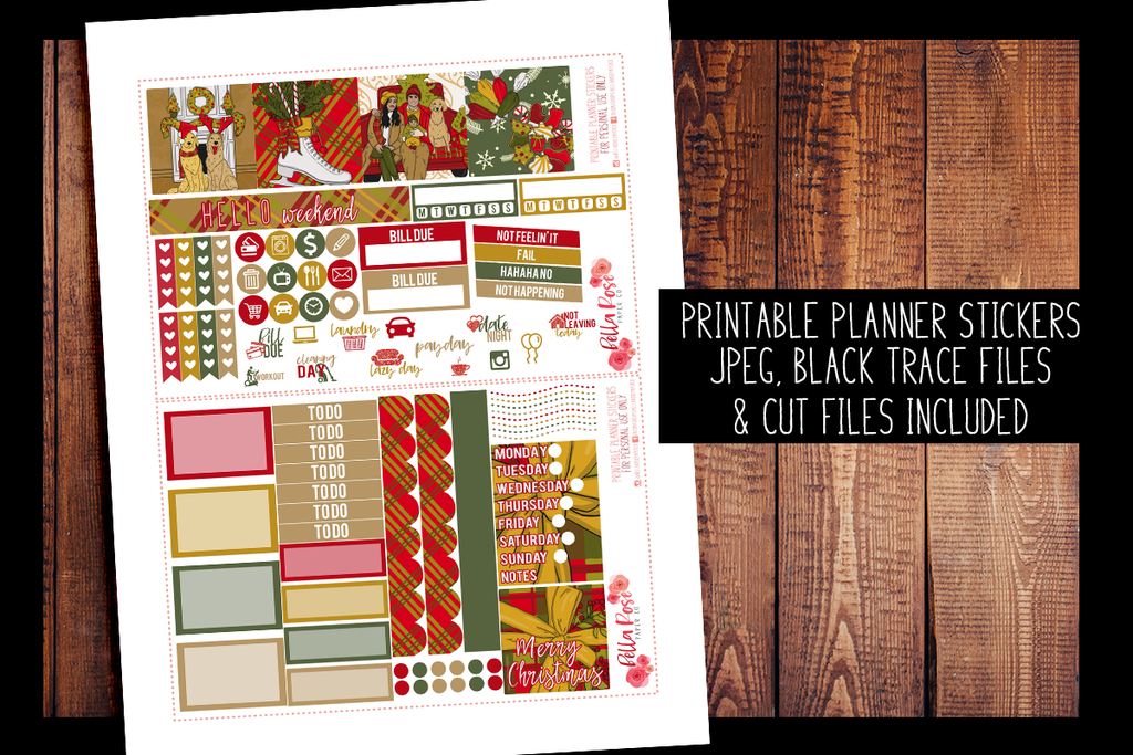 Merry Christmas Mini Happy Planner Kit | PRINTABLE PLANNER STICKERS