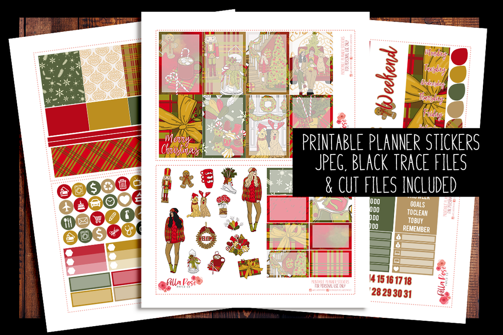 Merry Christmas Happy Planner Kit | PRINTABLE PLANNER STICKERS