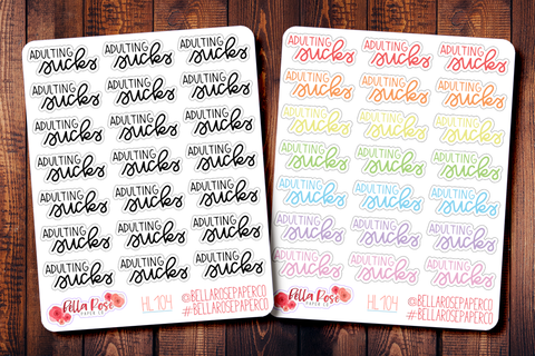 Adulting Sucks Hand Lettering Planner Stickers HL104