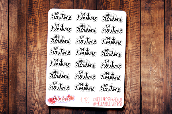 AM Routine Hand Lettering Planner Stickers HL125