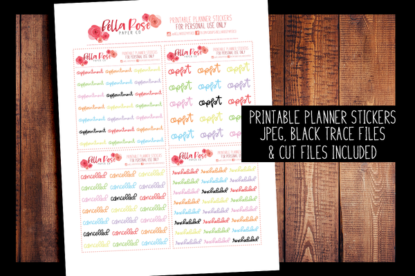 Appointment/ Cancelled Hand Lettered Planner Stickers | PRINTABLE PLANNER STICKERS