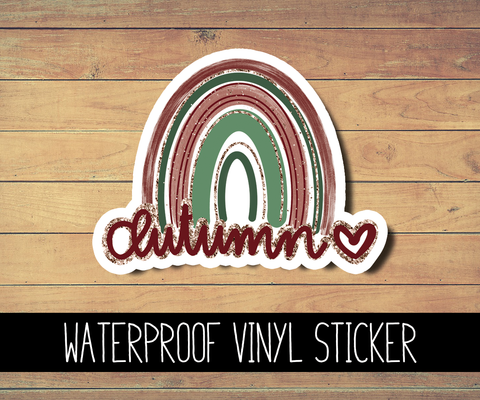 Autumn Boho Rainbow Vinyl Waterproof Sticker
