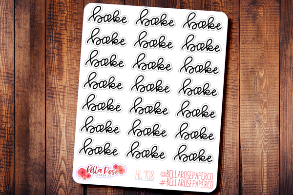 Bake Hand Lettering Planner Stickers HL108