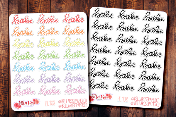 Bake Hand Lettering Planner Stickers HL108