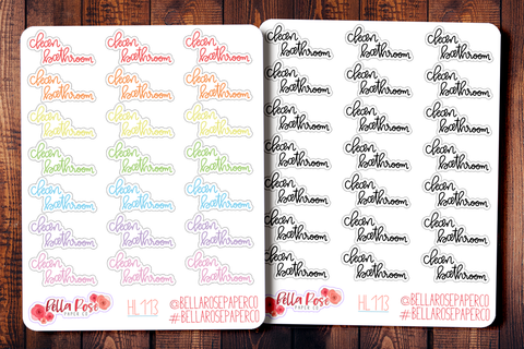 Clean Bathroom Hand Lettering Planner Stickers HL113