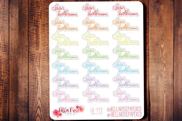 Clean Bathroom Hand Lettering Planner Stickers HL113