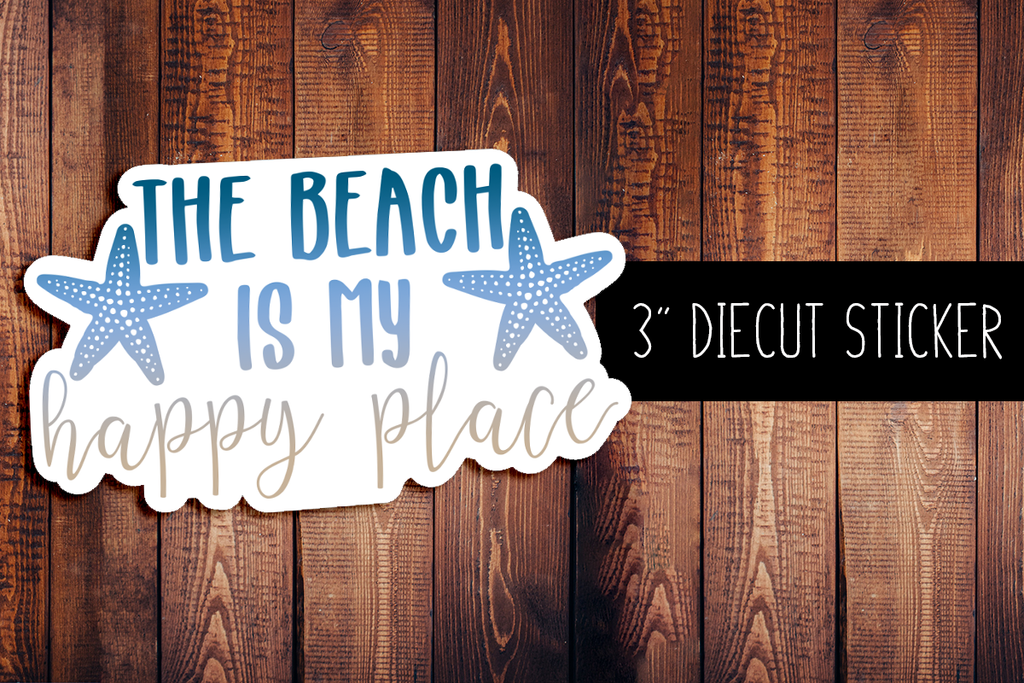 The Beach Is My Happy Place Diecut Sticker