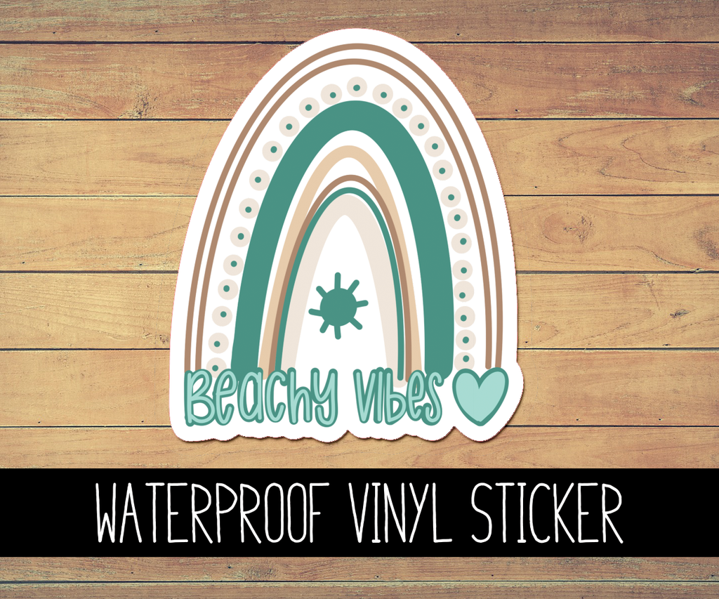 Beachy Vibes Rainbow Vinyl Waterproof Sticker