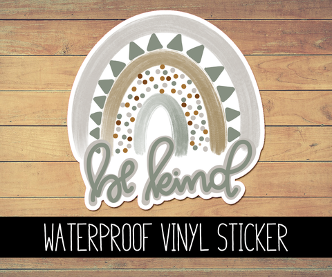 Be Kind Boho Rainbow Vinyl Waterproof Sticker