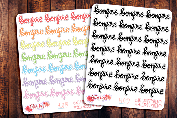 Bonfire Hand Lettering Planner Stickers HL019