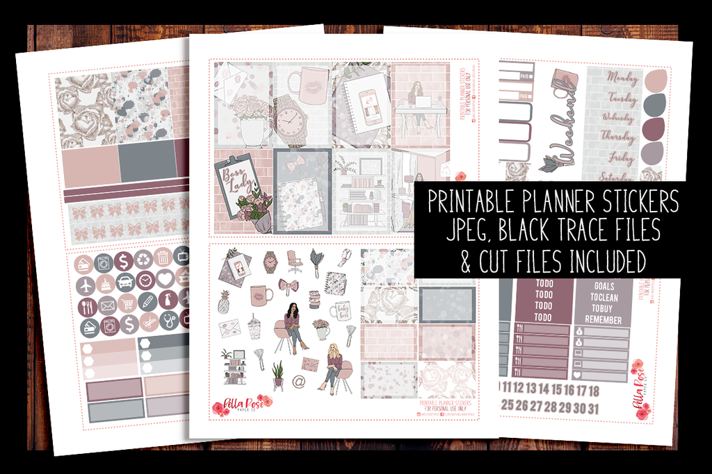 Boss Lady Happy Planner Kit | PRINTABLE PLANNER STICKERS