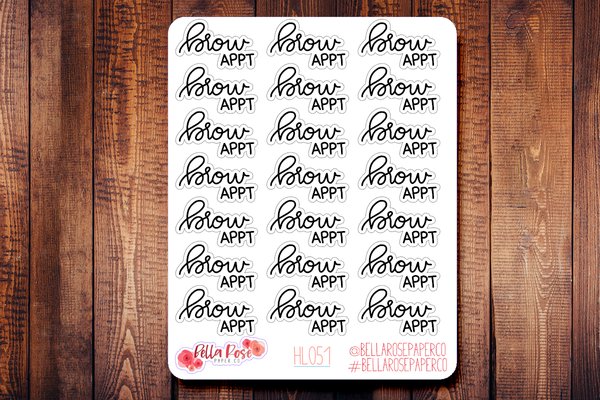 Brow Appt Lettering Planner Stickers HL051