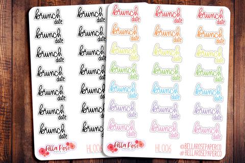 Brunch Date Hand Lettering Planner Stickers HL006