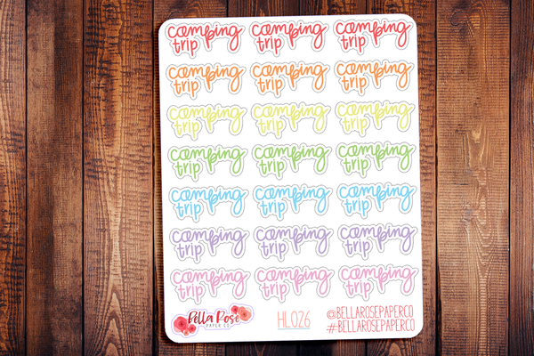 Camping Trip Hand Lettering Planner Stickers HL026