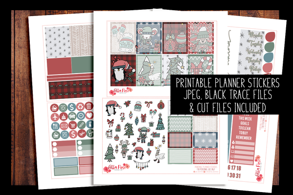 Cartoon Christmas Planner Kit | PRINTABLE PLANNER STICKERS