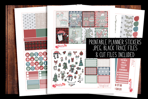 Cartoon Christmas Planner Kit | PRINTABLE PLANNER STICKERS