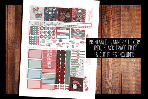 Cartoon Christmas Mini Happy Planner Kit | PRINTABLE PLANNER STICKERS