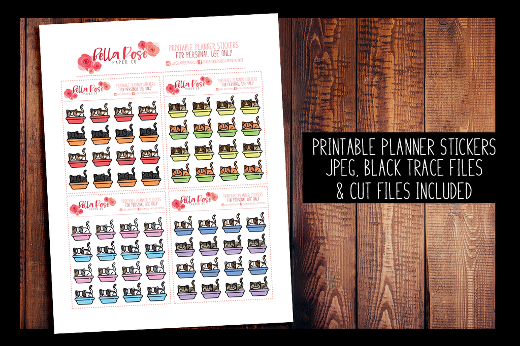 Cat Litter Planner Stickers | PRINTABLE PLANNER STICKERS