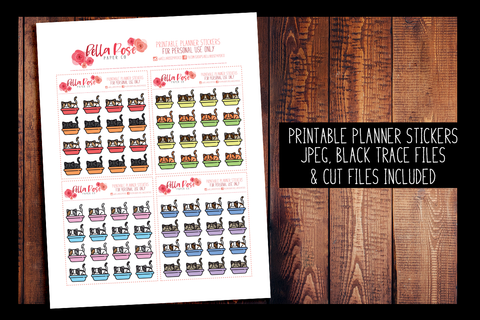 Cat Litter Planner Stickers | PRINTABLE PLANNER STICKERS