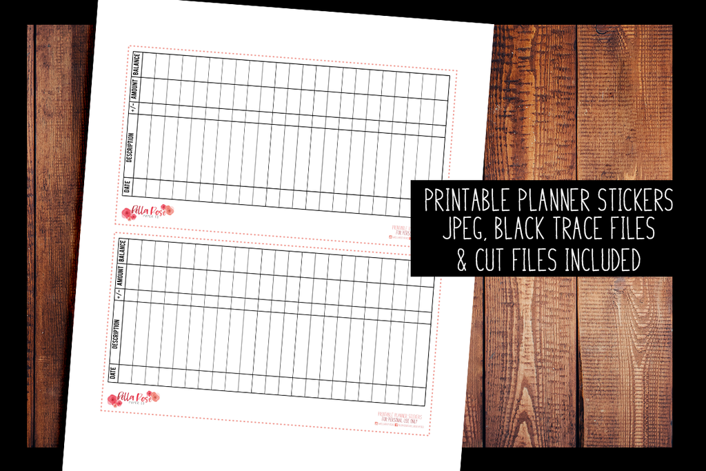Checkbook Register Full Page Hobonichi Weeks Sticker | PRINTABLE PLANNER STICKERS