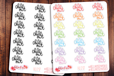 Chill Out Hand Lettering Planner Stickers HL017