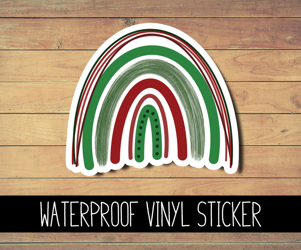 Christmas Boho Rainbow Vinyl Waterproof Sticker