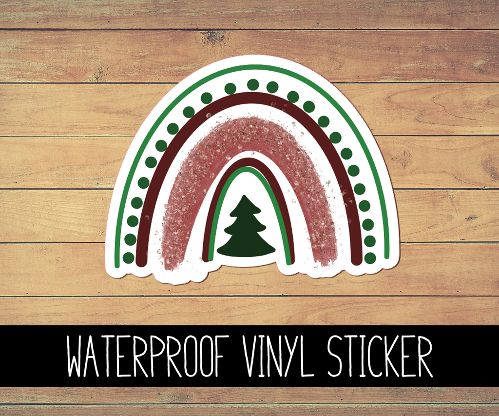 Christmas Tree Boho Rainbow Vinyl Waterproof Sticker