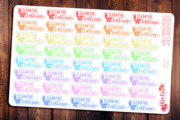 Clean Bathroom Lettering Planner Stickers DI027