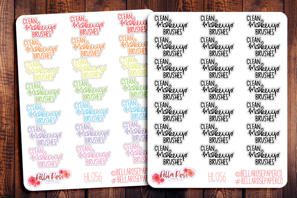 Clean Makeup Brushes Lettering Planner Stickers HL056