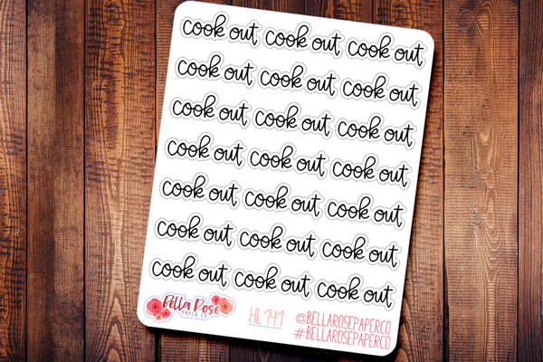 Cook Out Hand Lettering Planner Stickers HL141