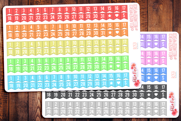 Date Flags Planner Stickers B059