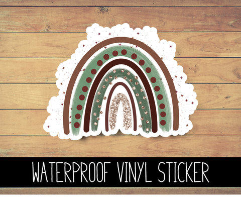 Dotted Autumn Boho Rainbow Vinyl Waterproof Sticker