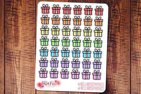 Birthday Gift Icon Doodle Hand Drawn Planner Stickers