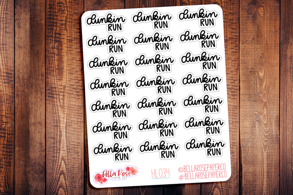 Dunkin Run Hand Lettering Planner Stickers HL034